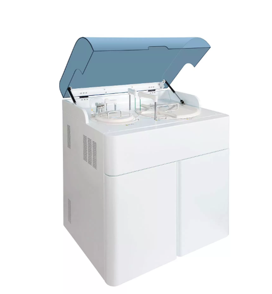 White refrigerator with blue lid on a white background