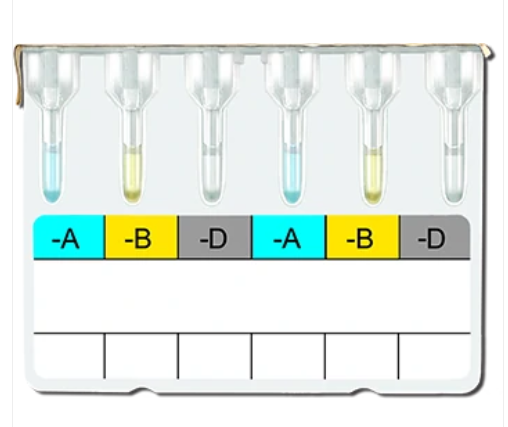 ABO Rh(D) Antigen Testing Card (6 - Column)